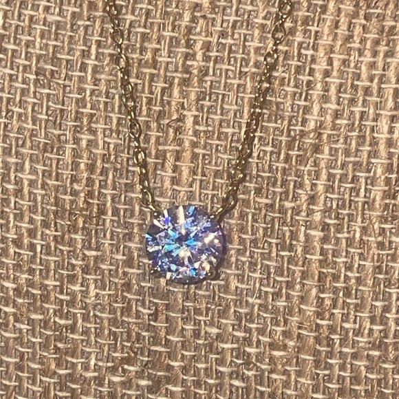 Gold over 925 silver Necklace with CZ Pendant - Picture 3 of 5